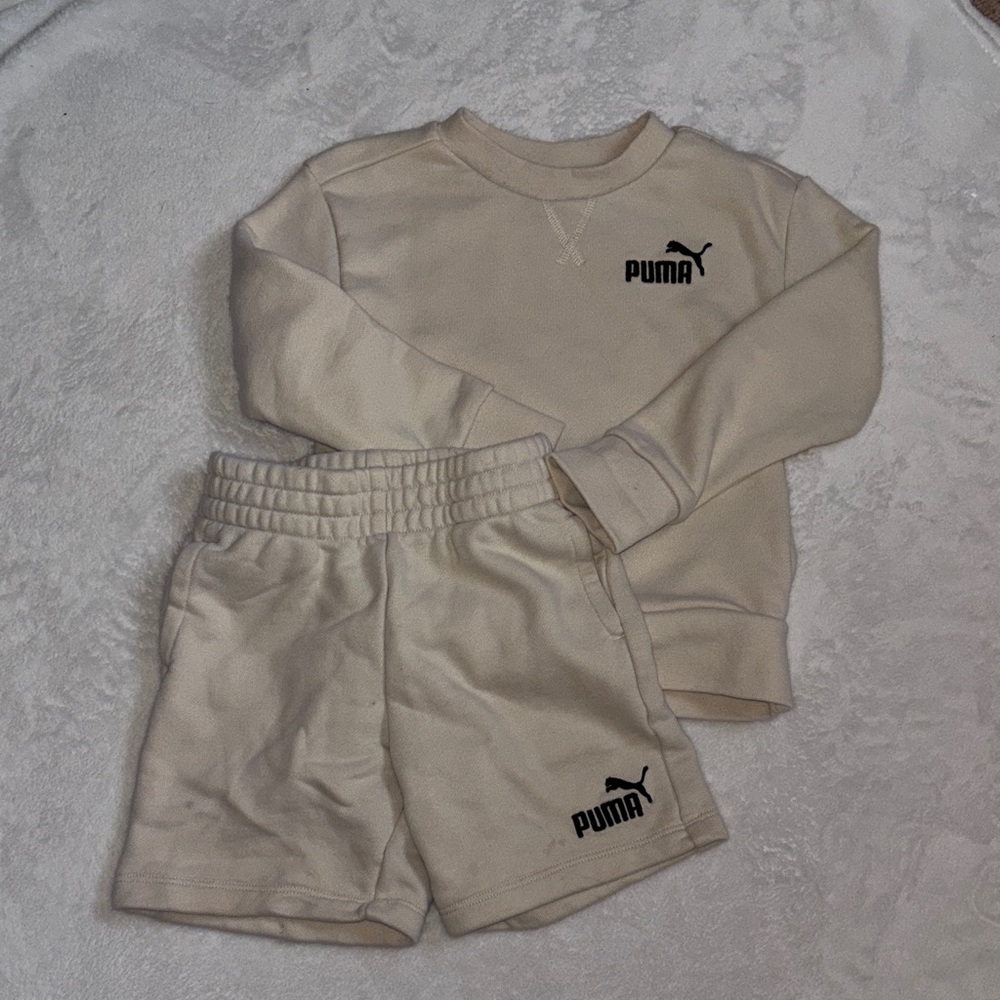 Puma Kids Beige Shorts and Sweatshirt Set 2T